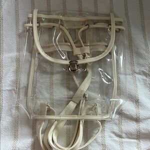 NEW Transparent Clear White Concert Event Backpack with Zipper medium size